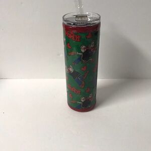 Handmade Popeye and Olive Oyl stainless steel tumbler